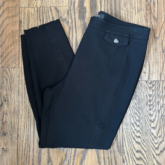 Talbots Ponte Black Dress Ankle Pants Soft Decorative Button - Picture 1 of 10